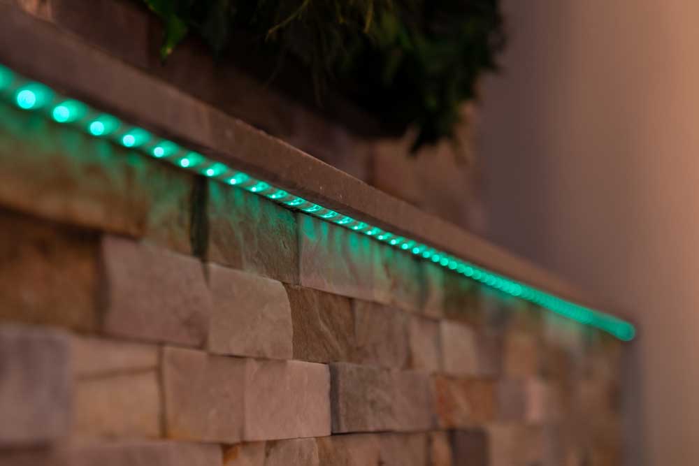 Green LED light on the wall