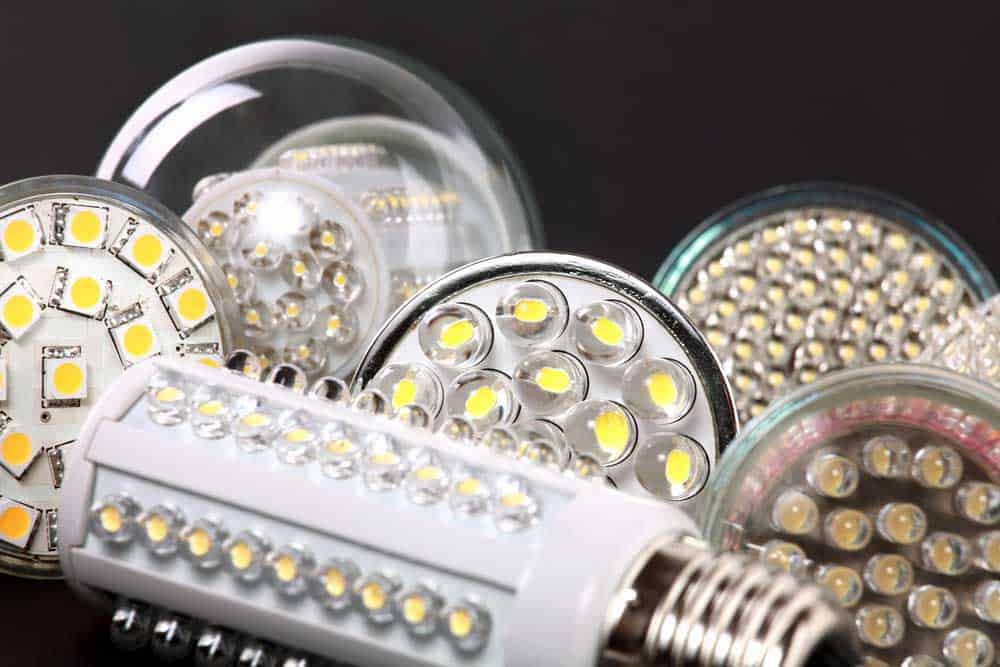 LED bulbs on a surface