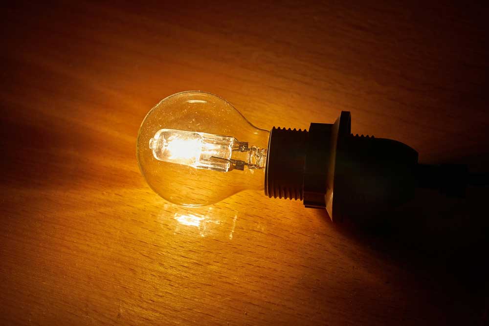 A bright halogen bulb