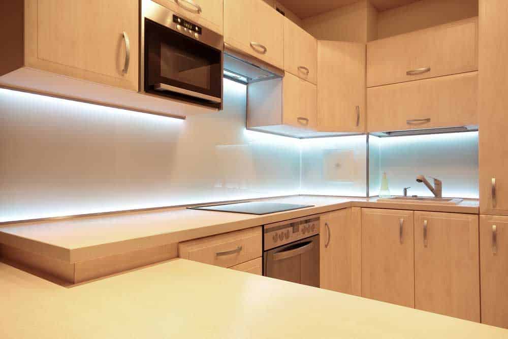 White LED light in a modern kitchen