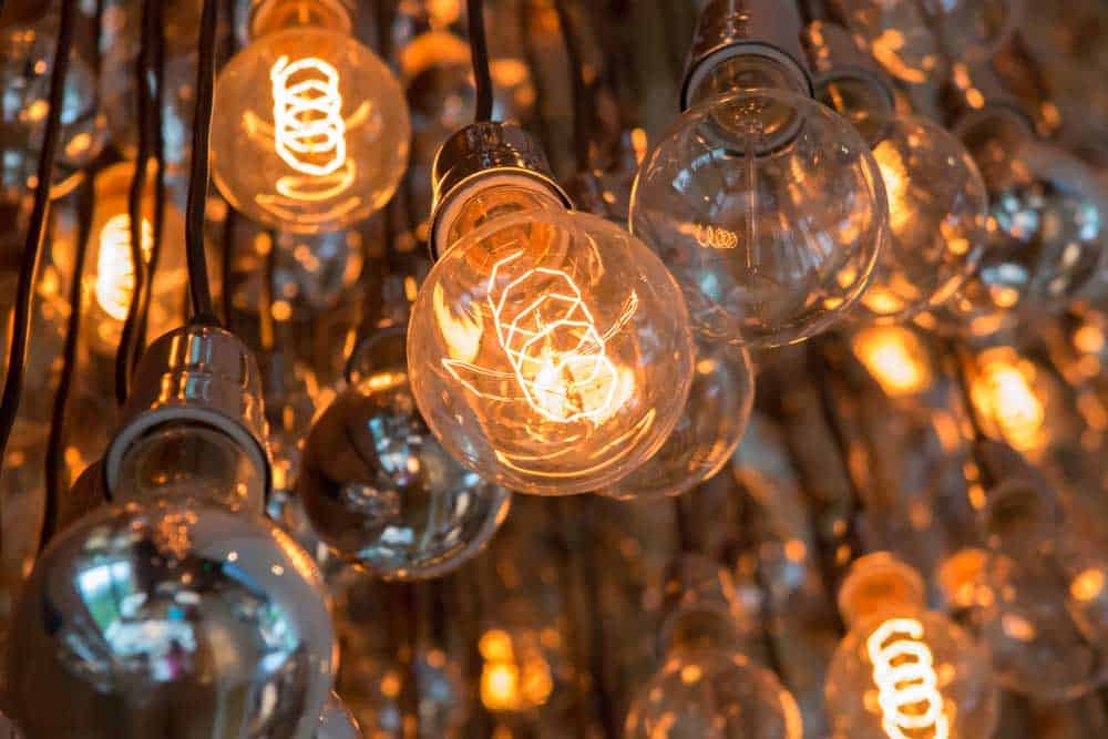 Light bulbs hanging