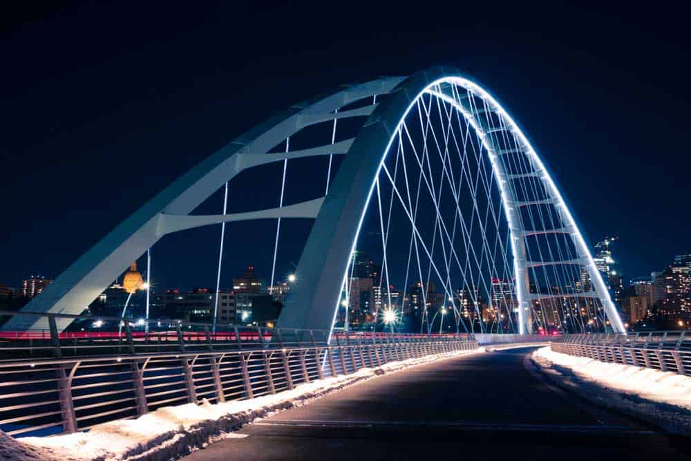 LED strips illuminating a bridge