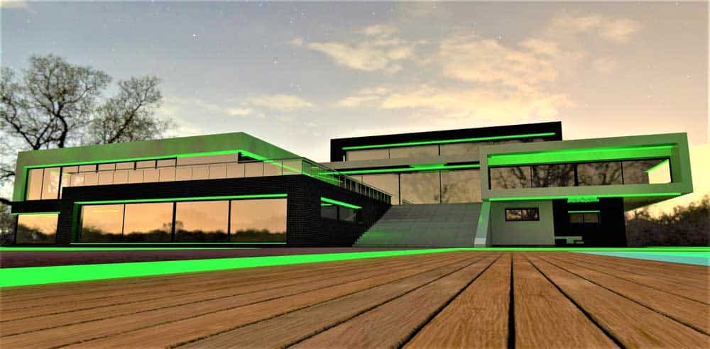 Illuminating a deck with green LED strip lights