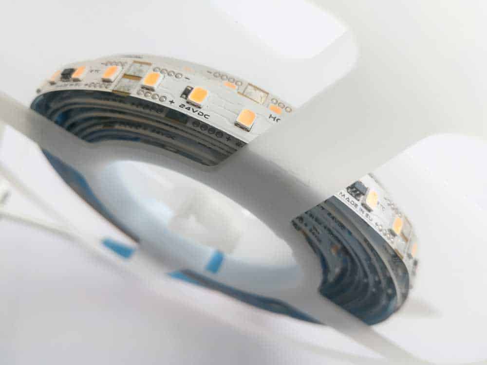 Flexible LED strip lights waiting to be connected