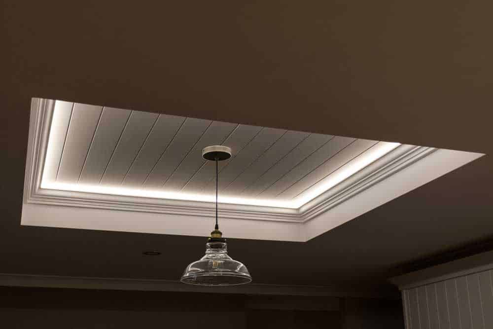 Decorative LED strip lights in the ceiling
