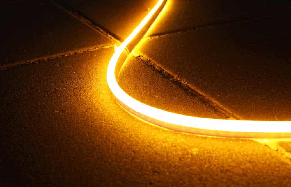 An orange LED strip light