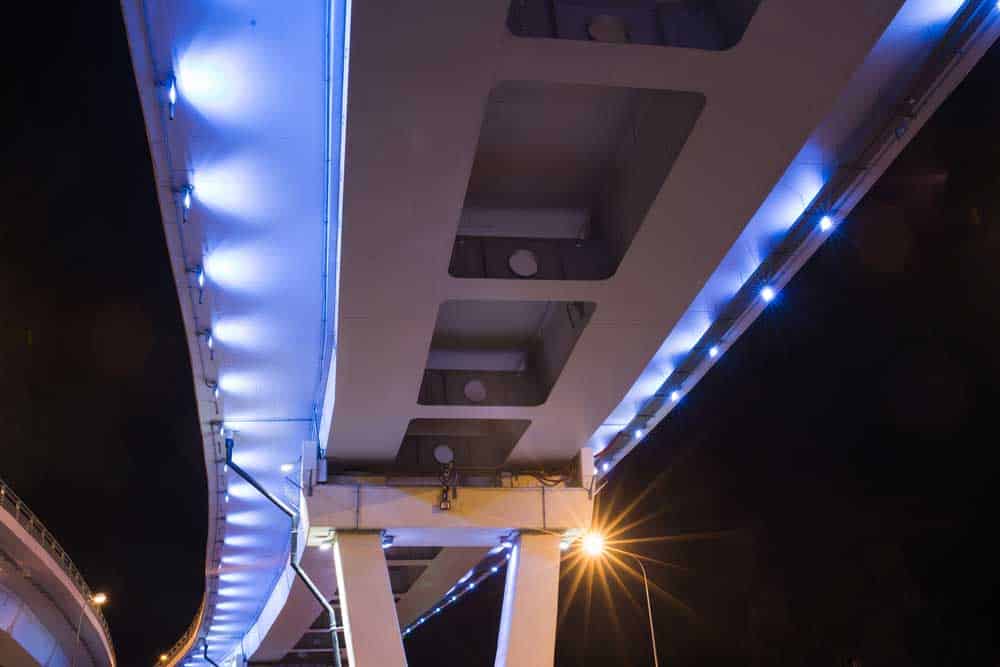 Illuminating a bridge with LED lights