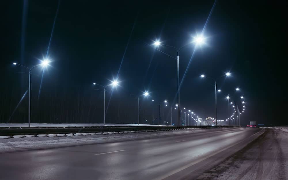 A highway with LED lamps