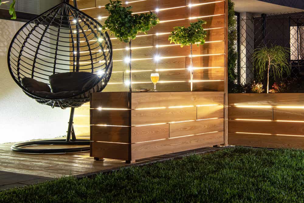Understanding Outdoor LED Soffit Lights:  A residential garden with LED lights