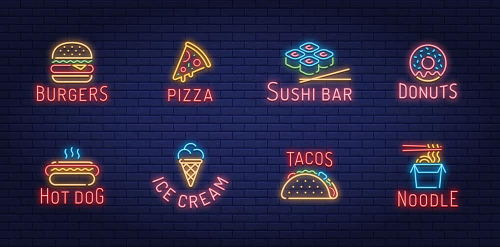 Neon lights for street food signage
