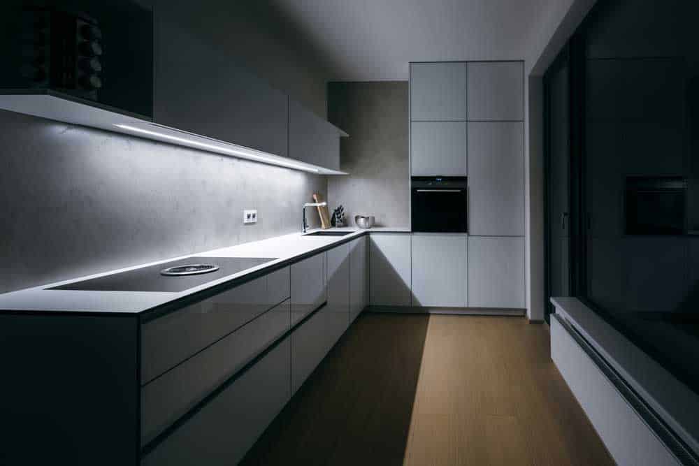 Modern kitchen with LED strip lights